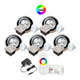 Kit Iluminação Completo Piscina Fibra - 05 Led Rgb 15w Inox