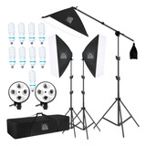 Kit Iluminação Duplo Softbox Tripé 2m