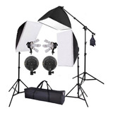 Kit Iluminação Estudio Eros 3 Softbox Tripés Girafa 110 220