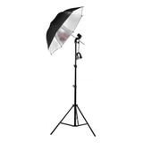 Kit Iluminação Estúdio Sombrinha Tripé E Soquete P/ Lâmpada