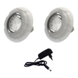 Kit Iluminação Led Piscina Com 2 Leds Fonte 12v Cor Da Luz Azul 110v/220v Luxpool
