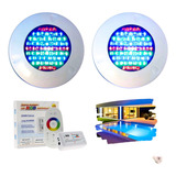 Kit Iluminação Luminária Piscina 2 Refletores Led 70 Comando