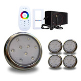 Kit Iluminação Luminaria Piscina 5 Refletor Led Rgb 80mm