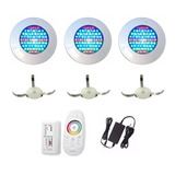 Kit Iluminação Piscina 3 Refletores Led 70 Abs + Comando