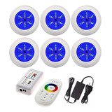 Kit Iluminação Piscina 6 Refletores Led 70 Abs Rgb + Comando