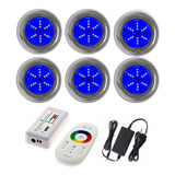 Kit Iluminação Piscina 6 Refletores Led 70 Inox Rgb Comando