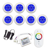 Kit Iluminação Piscina 7 Refletores Led 70 Abs Rgb + Comando