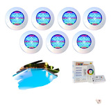 Kit Iluminação Piscina 7 Refletores Led 70 Abs Rgb + Comando
