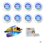 Kit Iluminação Piscina 8 Refletores Led 70 Abs Rgb + Comando