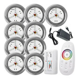 Kit Iluminação Piscina 9 Refletores Led Inox Rgb + Comando