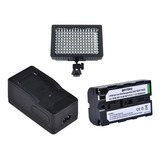 Kit Iluminador Led 160 + Carregador + Bateria Npf550 7.4v 