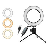Kit Iluminador Ring Light Led Selfie Cel 16cm Com Tripé /ax