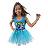 Kit Infantil Body Meninas Super Poderosas + Saia Festa Escol