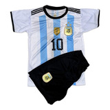 Kit Infantil Conjunto Da Argentina Messi Lancamento