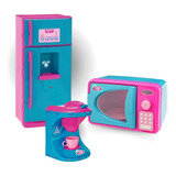 Kit Infantil Cozinha Cafeteira + Microondas + Geladeira