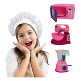 Kit Infantil Cozinha Liquidificador Microondas E Batedeira