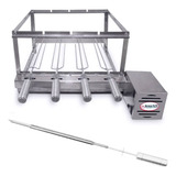 Kit Inox Churrasqueira 4 Espetos Giratório - Brasa Grill