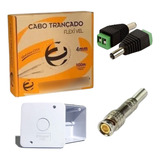 Kit Instalação 4 Câmeras De Segurança Cabo Cftv E Conectores