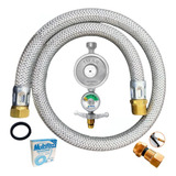 Kit Instalação Gás Botijão Glp 13kg Mangueira Aço 80cm