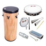 Kit Instrumentos Samba Rebolo Reco Pandeiro Tamborim Agogo