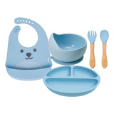 Kit Introducao Alimentar Prato Bowl Babador E Talheres Buba