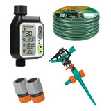 Kit Irrigação Automática Jardins E Gramados Timer E Aspersor