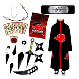 Kit Itachi Manto Akatsuki Infantil + 17 Itens Cosplay Naruto