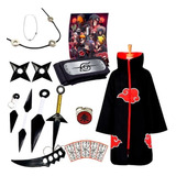 Kit Itachi Manto Akatsuki Infantil + 17 Itens Cosplay Naruto