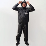 Kit Jaqueta + Calça - Capa De Chuva Motoqueiro Pvc C/ Capuz 