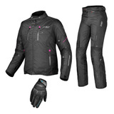 Kit Jaqueta X11 Fem Iron 3 Preta/rosa + Calça Versa + Luva