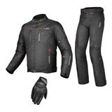 Kit Jaqueta X11 Iron 3 Preta Masc + Calça Versa + Luva Fit X