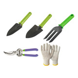 Kit Jardinagem 4 Pçs Garfo 2 Pa Tesoura Poda Horta Jardim
