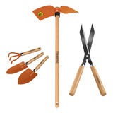 Kit Jardinagem 5 Pçs - Sacho + Pazinhas + Tesoura Poda Grama