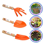 Kit Jardinagem E Horta Conjunto Max 3 Peças Cabo De Madeira