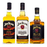 Kit Jim Beam 1 Litro White - Fire - Black Extra Aged