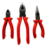Kit Jogo 3 Alicates Isolados Universal Bico Meiacana E Corte