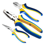 Kit Jogo 3 Alicates Universal Corte Bico Alicate Meia Cana