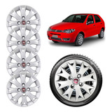 Kit Jogo 4 Aro 13 Calotas Esportivas Fiat Todos Prata