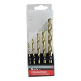 Kit Jogo 5 Brocas Aco Rapido Ar Metal 3 A 8 Mm Titânio Mtx