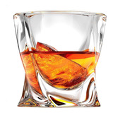 Kit Jogo 6 Copos De Vidro Whisky 280ml Gelo Quadrado Torcido Cor Água