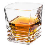 Kit Jogo 6 Copos De Vidro Whisky 285ml Quadrado Ondulado Cor Água