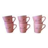 Kit Jogo 6 Xicaras /canecas Porcelana Café Chá Decorada Amor