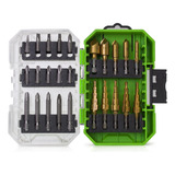 Kit Jogo Brocas Chanfrar Broca Escalonada Escareadoras Bits