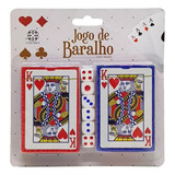 Kit Jogo C/2 Baralhos Papel E 6 Dados Plástico Poker Truco