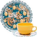 Kit Jogo Café Lanche Oxford® Unni Siciliano 16 Peças Caneca
