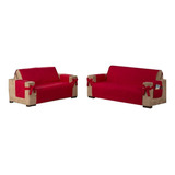 Kit Jogo Capa Protetor Sofá 2 E 3 Lugares C/ Laço Vermelho