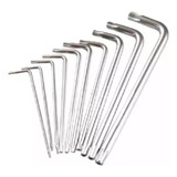 Kit Jogo Chave L Torx Longa T10 A T50 9 Peças + Guia Suporte