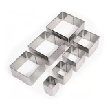 Kit Jogo Com 7 Aros Cortadores Bolos Doces Inox Quadrados