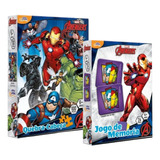 Kit Jogo Da Memoria + Quebra Cabeça Vingadores Menino