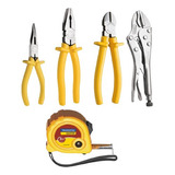 Kit Jogo De Alicates Universal Corte Bico Pressão C/ Trena